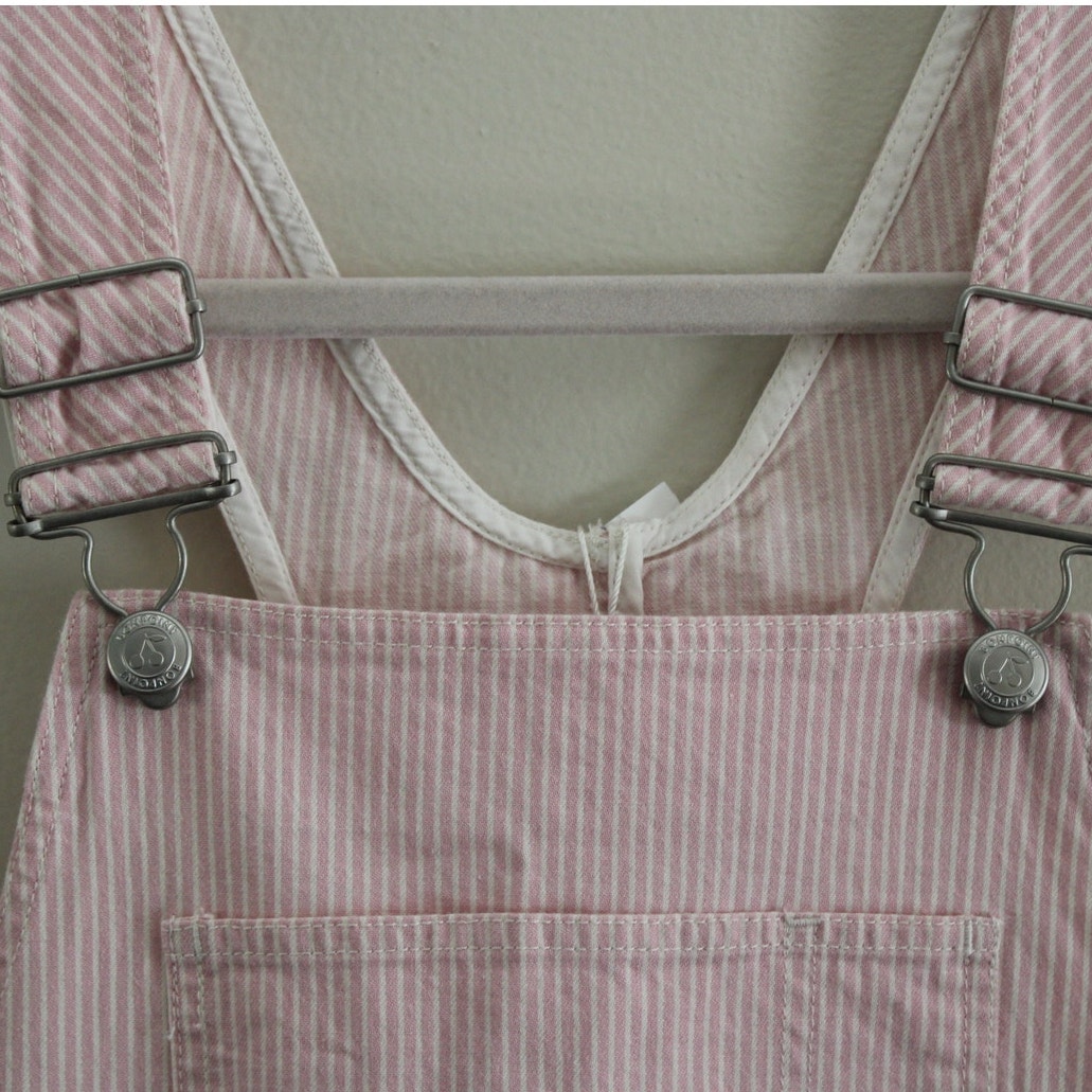 Nwt Bonpoint Country Overalls Stretch Cotton Pink White Stripe 12 — image 3 of 8